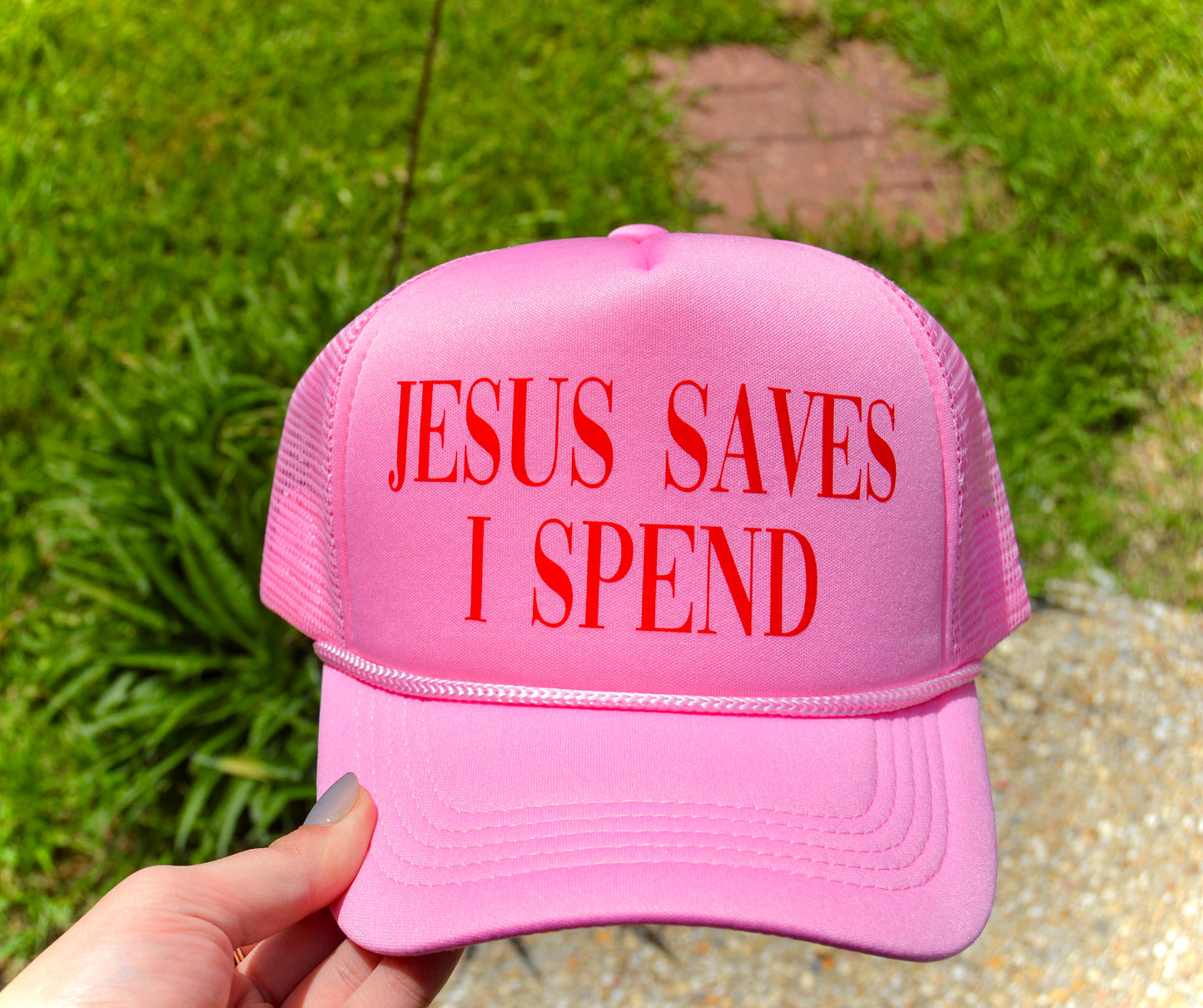 Jesus Saves I Spend Trucker Hat