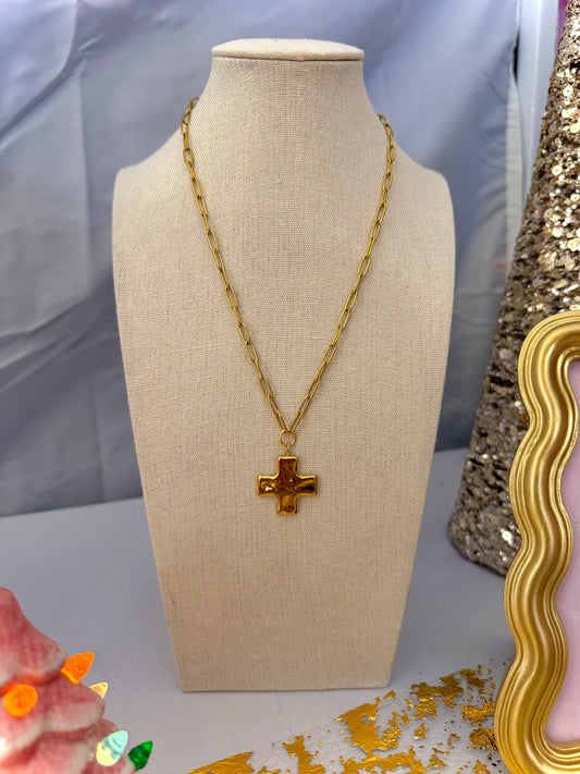 Chunky Gold Cross Necklace