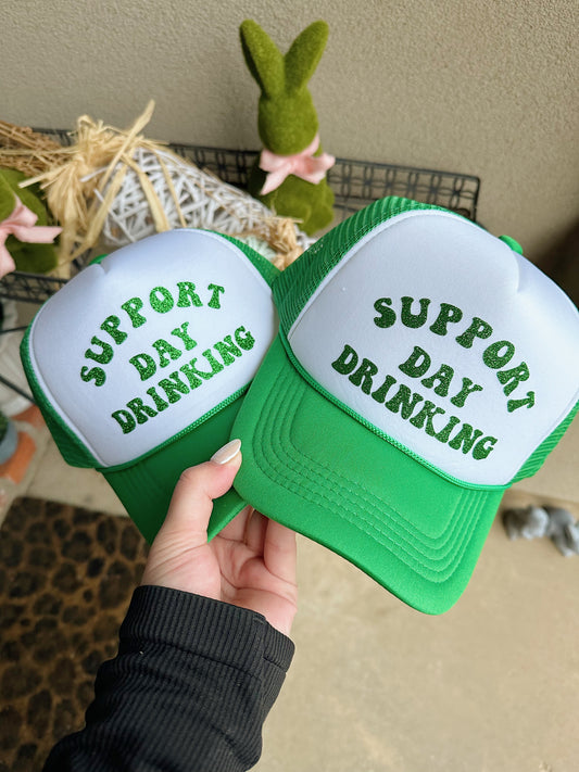 Support Day Drinking- Green Glitter