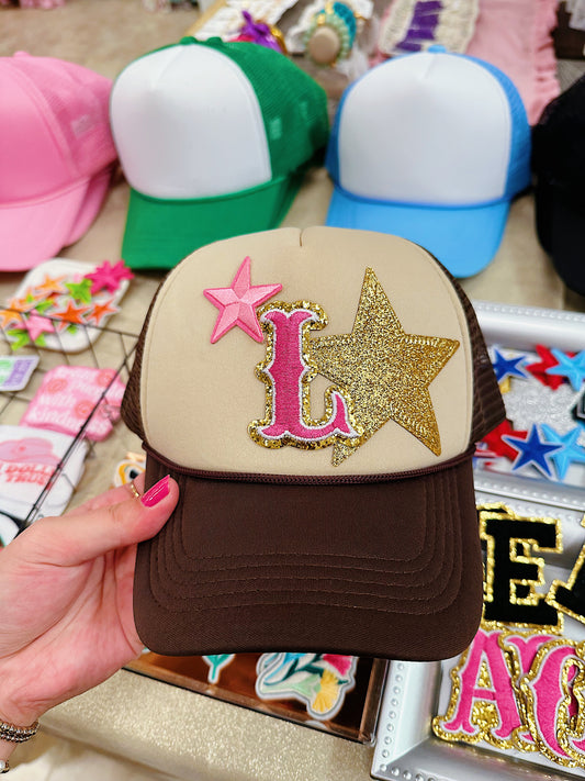 Pink/gold Western Initial Trucker