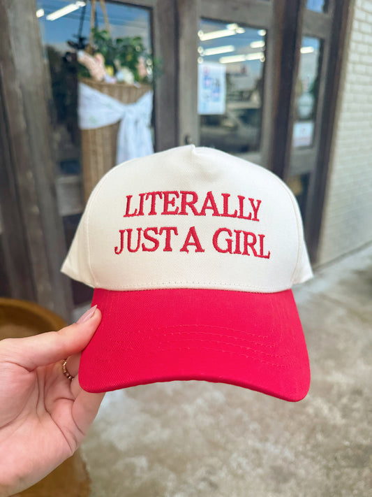 Literally Just A Girl Embroidered Trucker Hat