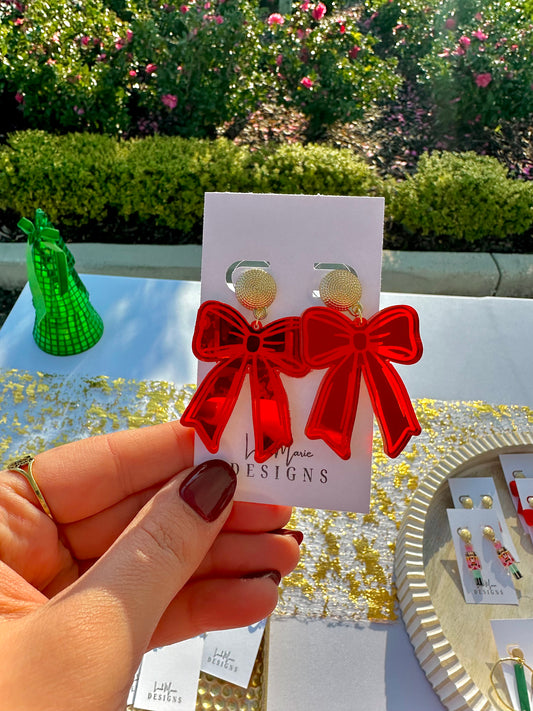 Red Bow Earrings